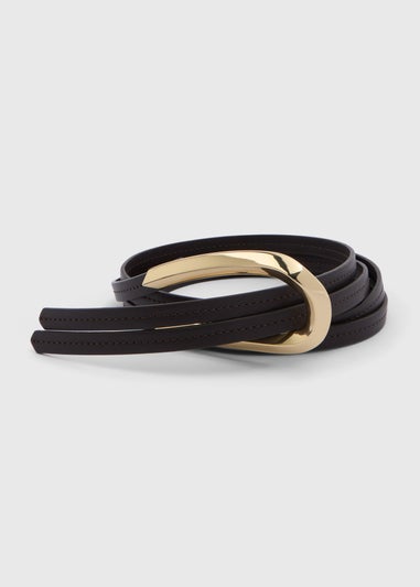 Brown Faux Leather Tie Buckle Belt