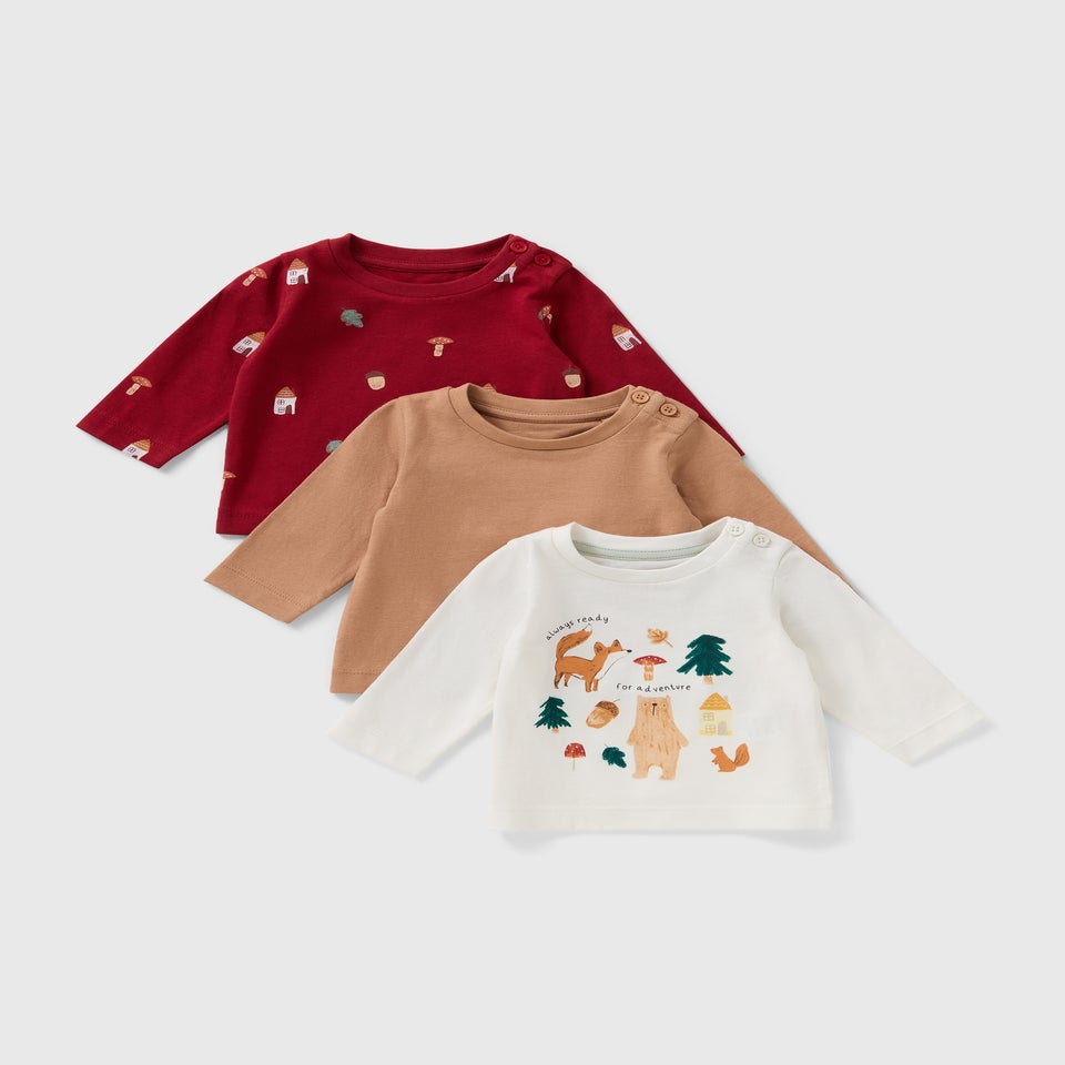 3 Pack Baby Multicolour Autumn Tops (Newborn-23mths)