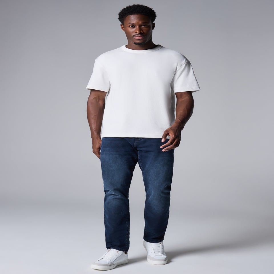 Blue Black Wash Tapered Jeans