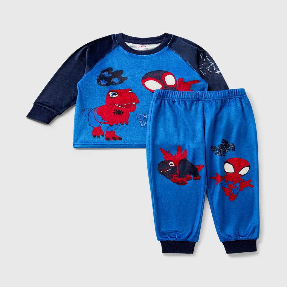 Spidey & Friends Boys Blue Fleece Pyjama Set (1-7yrs)