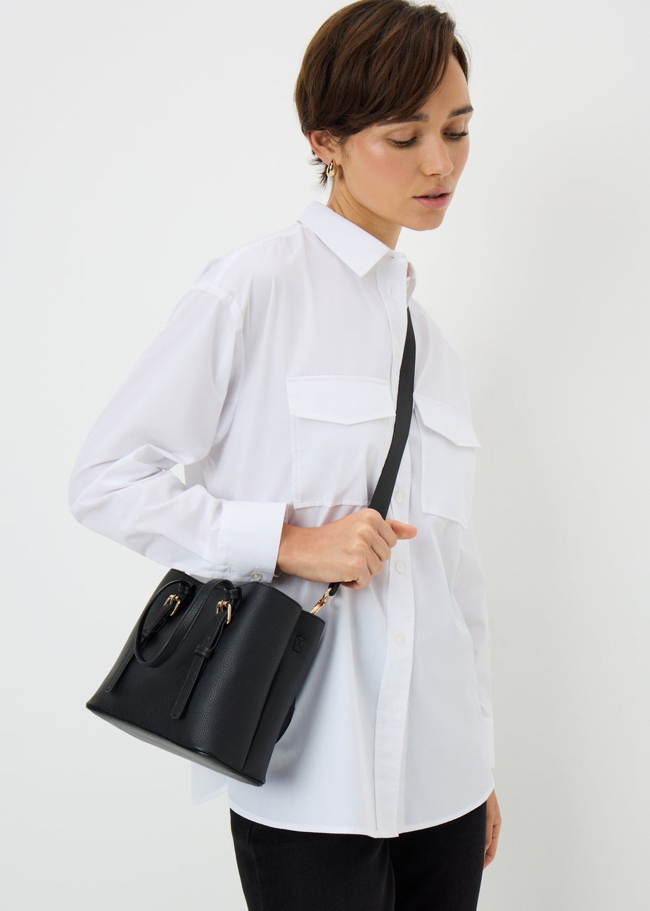 Black Faux Leather Mini Tote Bag