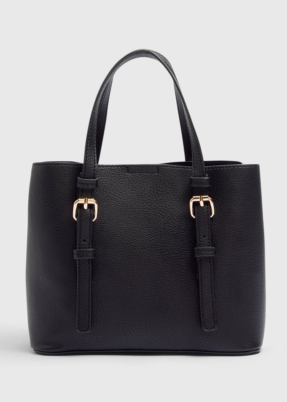 Black Faux Leather Mini Tote Bag