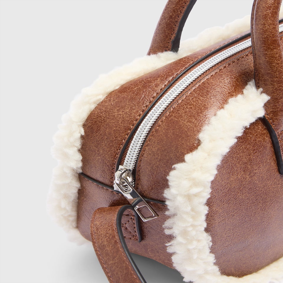 Brown Shearling Cross Body Bag