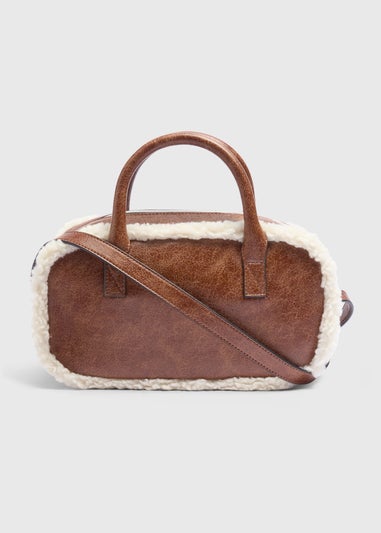 Brown Shearling Cross Body Bag