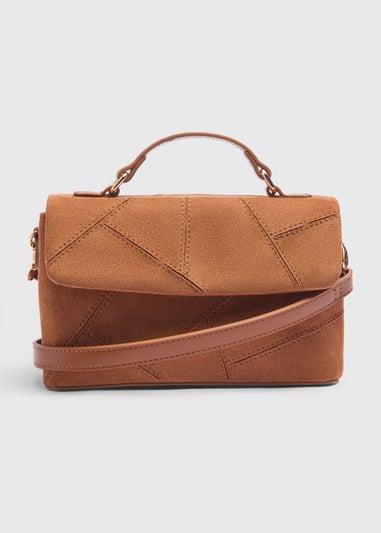 Tan Faux Suede Panel Bag