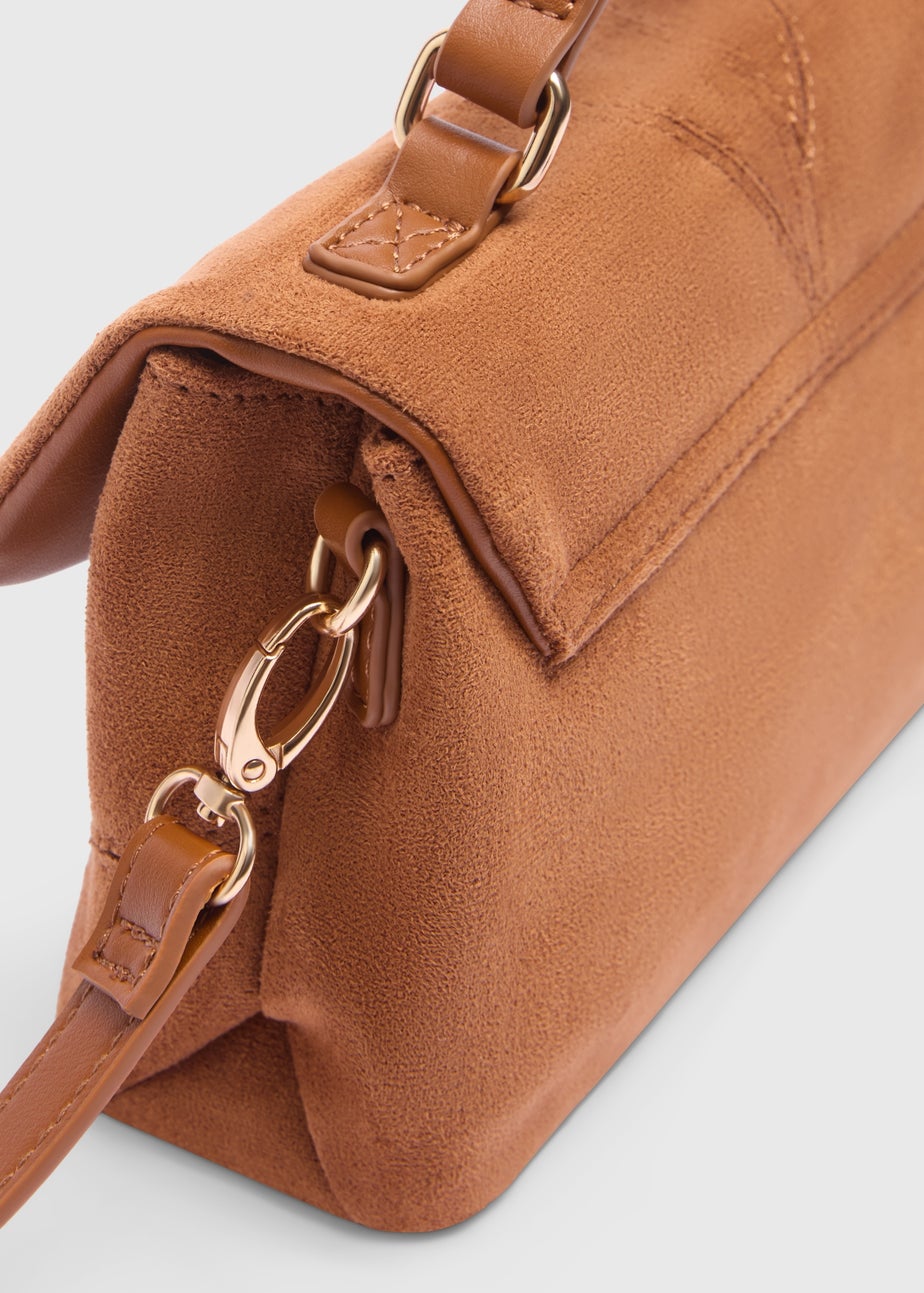 Tan Faux Suede Panel Bag