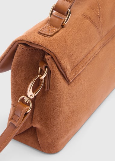 Tan Faux Suede Panel Bag