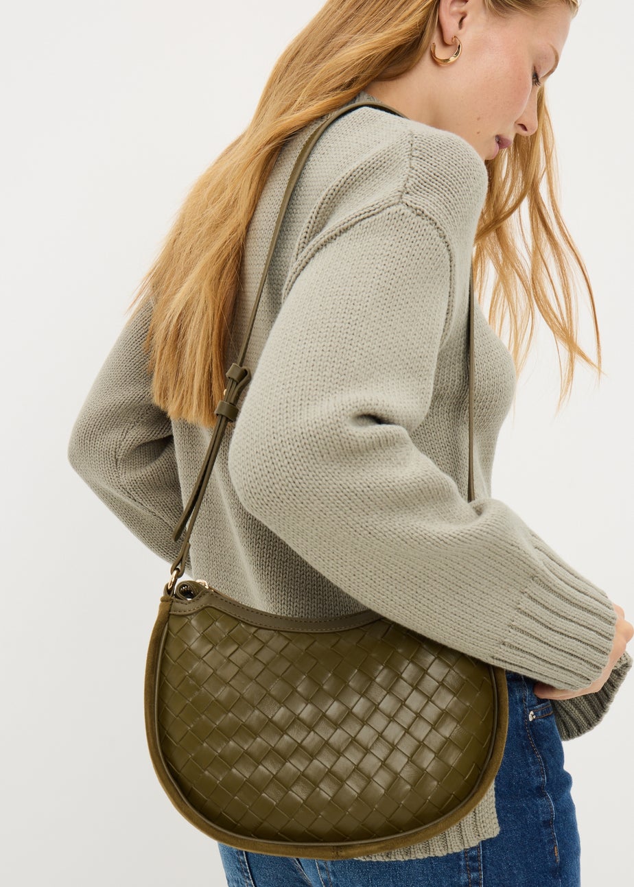 Khaki Weave Cross Body Bag