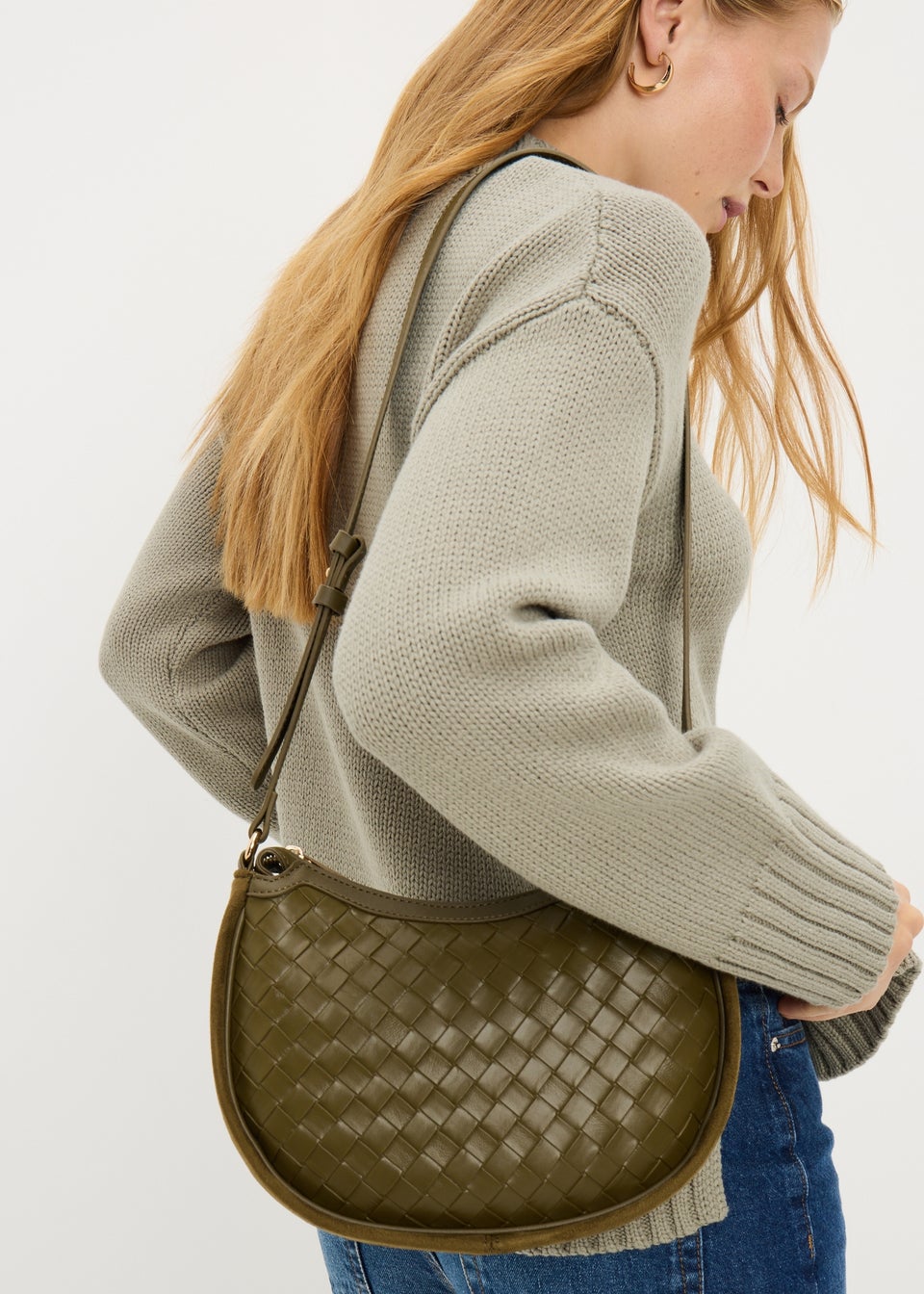 Khaki Weave Cross Body Bag