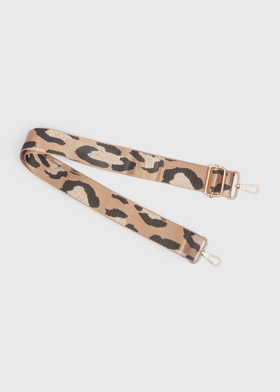 Brown Leopard Lurex Bag Strap