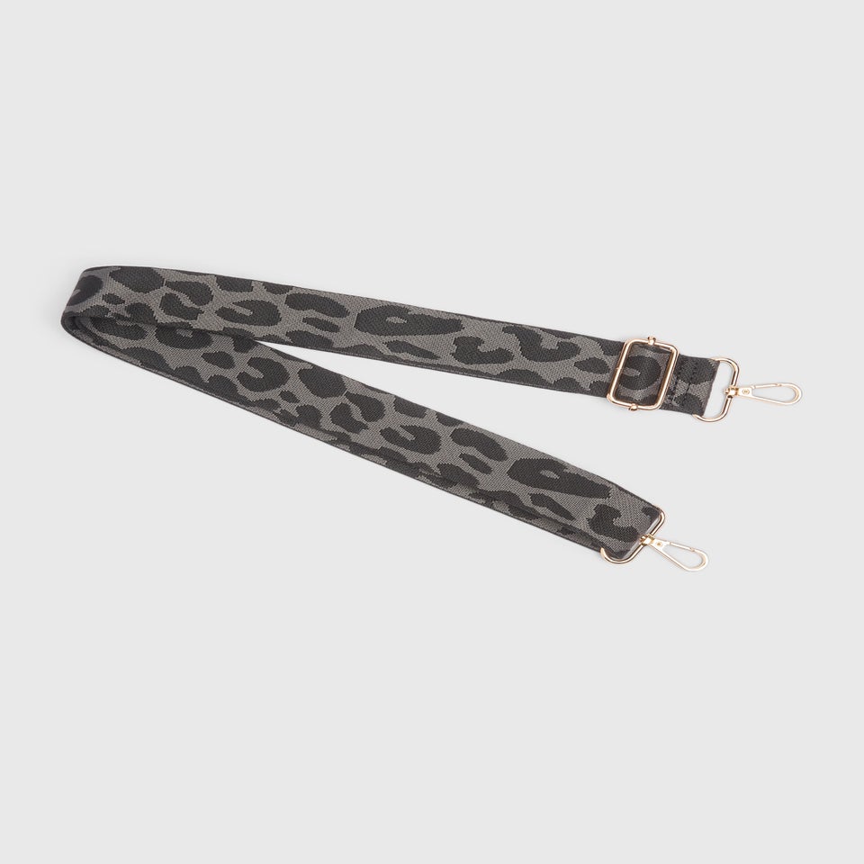 Grey Leopard Bag Strap