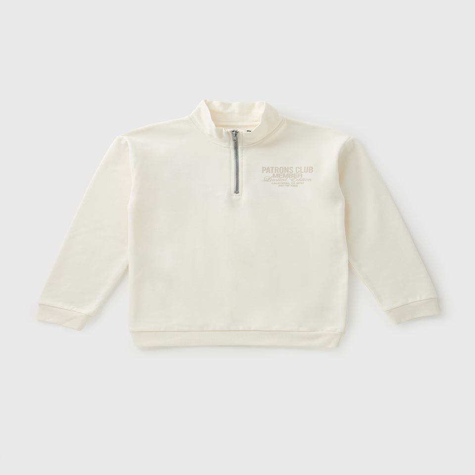 Boys Cream 1/2 Zip Patron's Club Sweatshirt (7-15yrs)