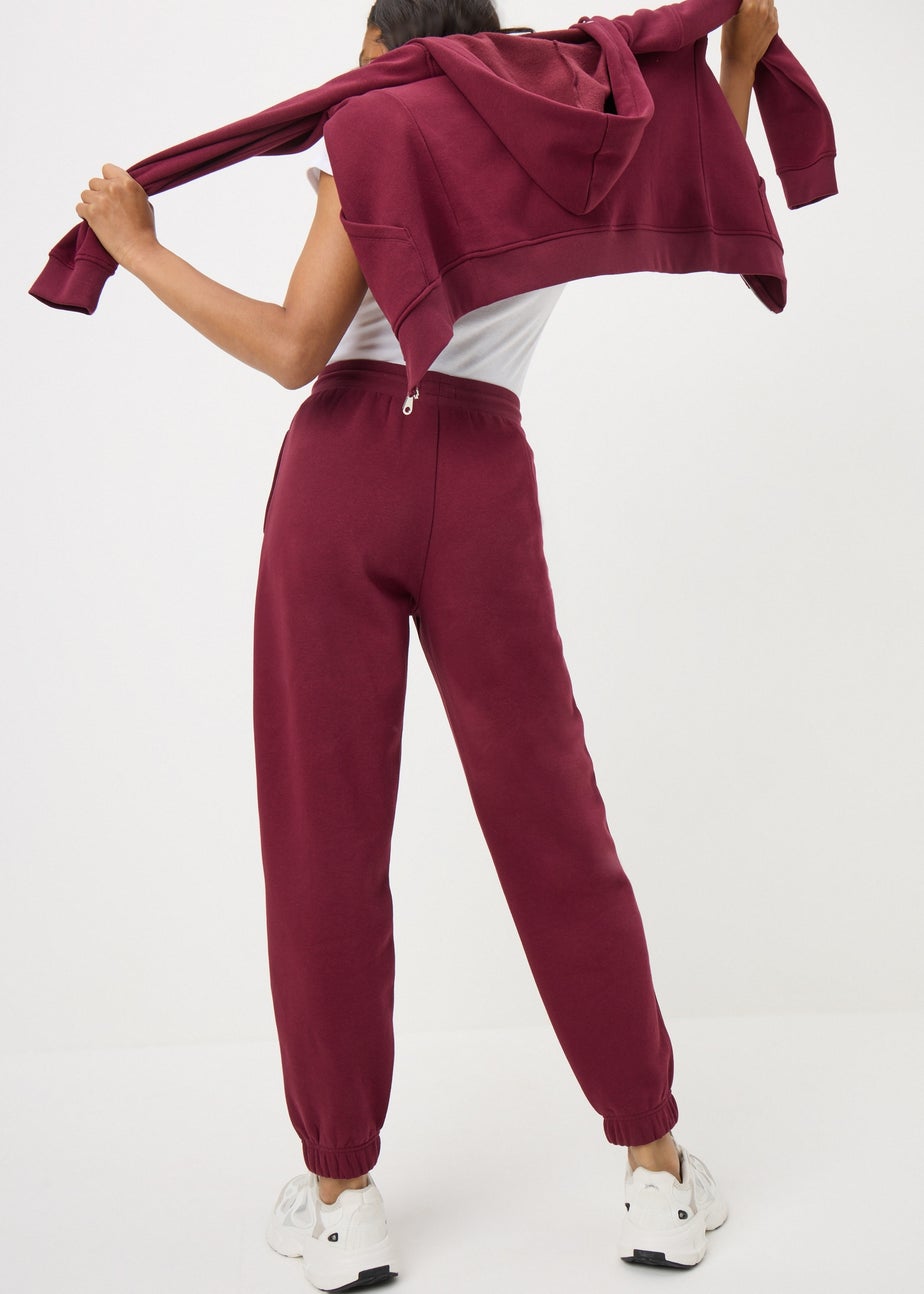 Burgundy Tapered Jogging Bottoms