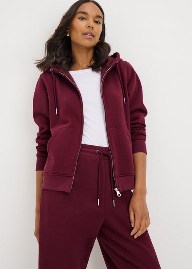 Burgundy Zip Through Hoodie