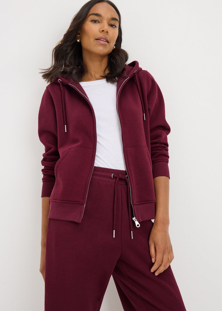 Burgundy Zip Through Hoodie