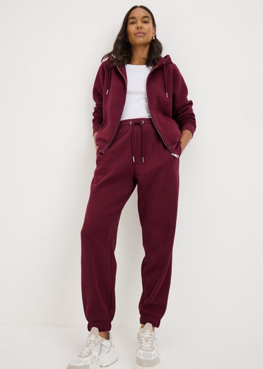 Burgundy Zip Through Hoodie