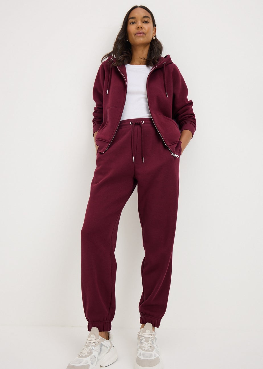 Burgundy Zip Through Hoodie