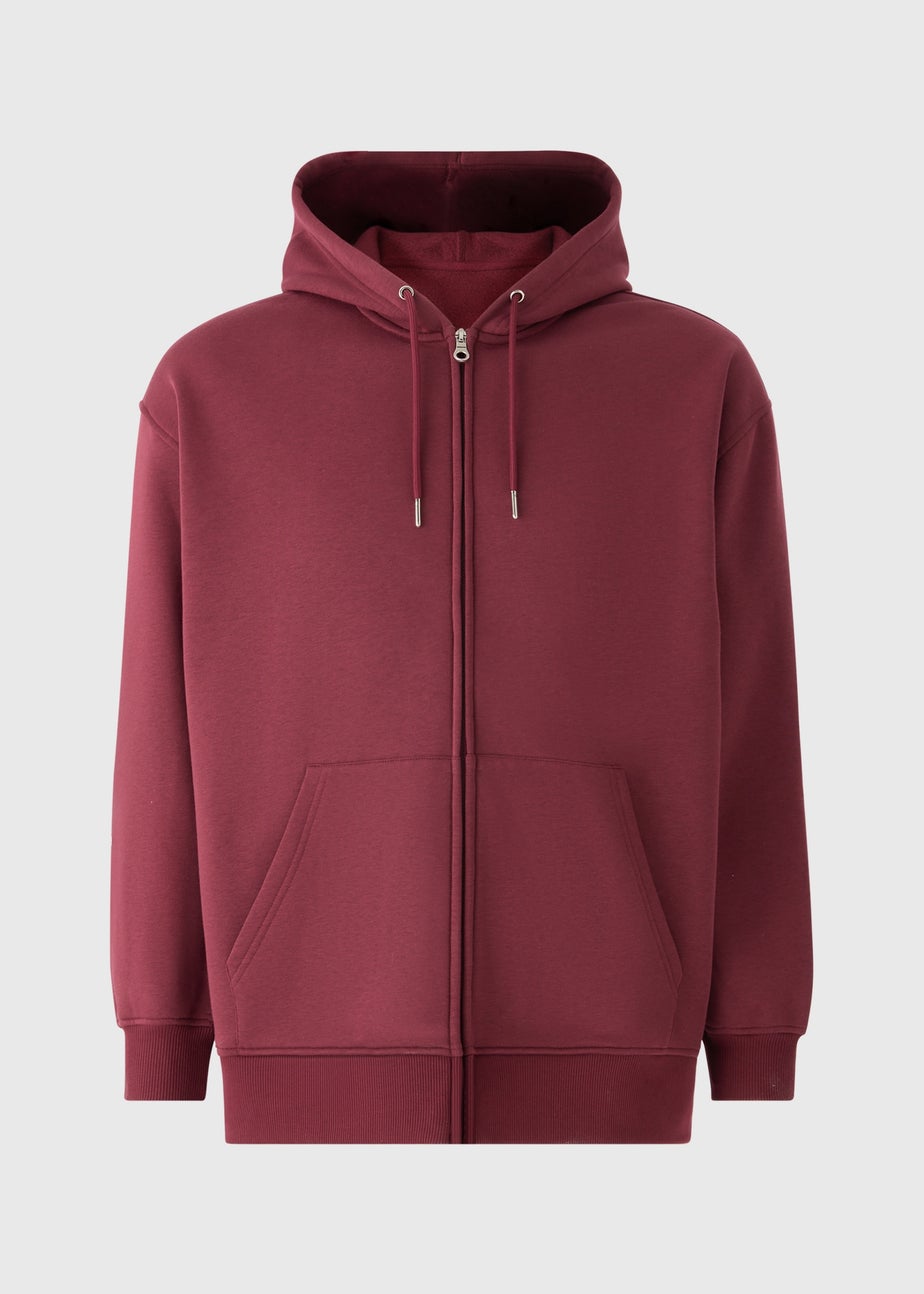 Burgundy Zip Through Hoodie
