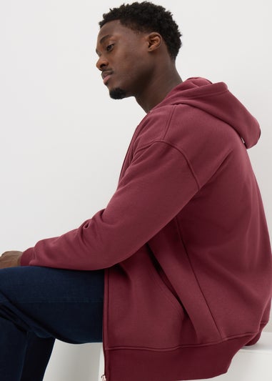 Burgundy Zip Through Hoodie