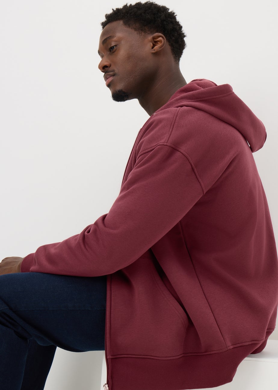Burgundy Zip Through Hoodie