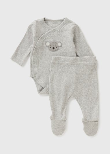 2 Piece Grey Koala Ribbed Bodysuit & Legging Set (Newborn-12mths)