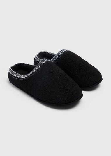 Black Borg Trim Mule Slipper