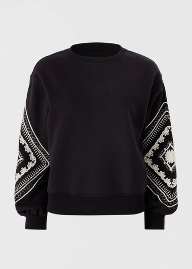 Black Cornelli Sleeve Sweatshirt