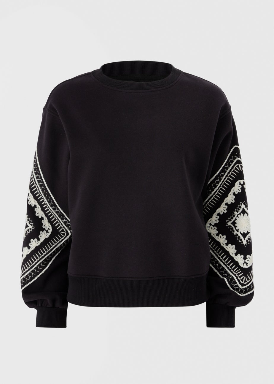 Black Cornelli Sleeve Sweatshirt
