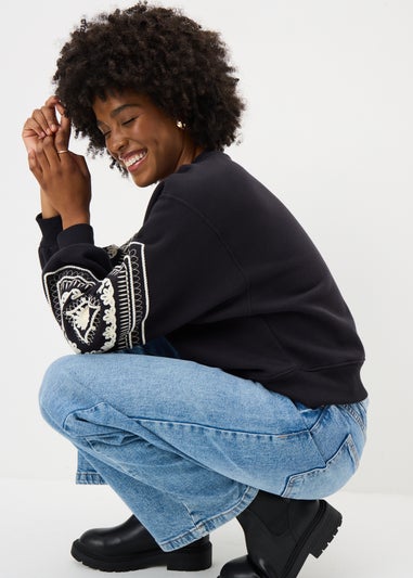 Black Cornelli Sleeve Sweatshirt