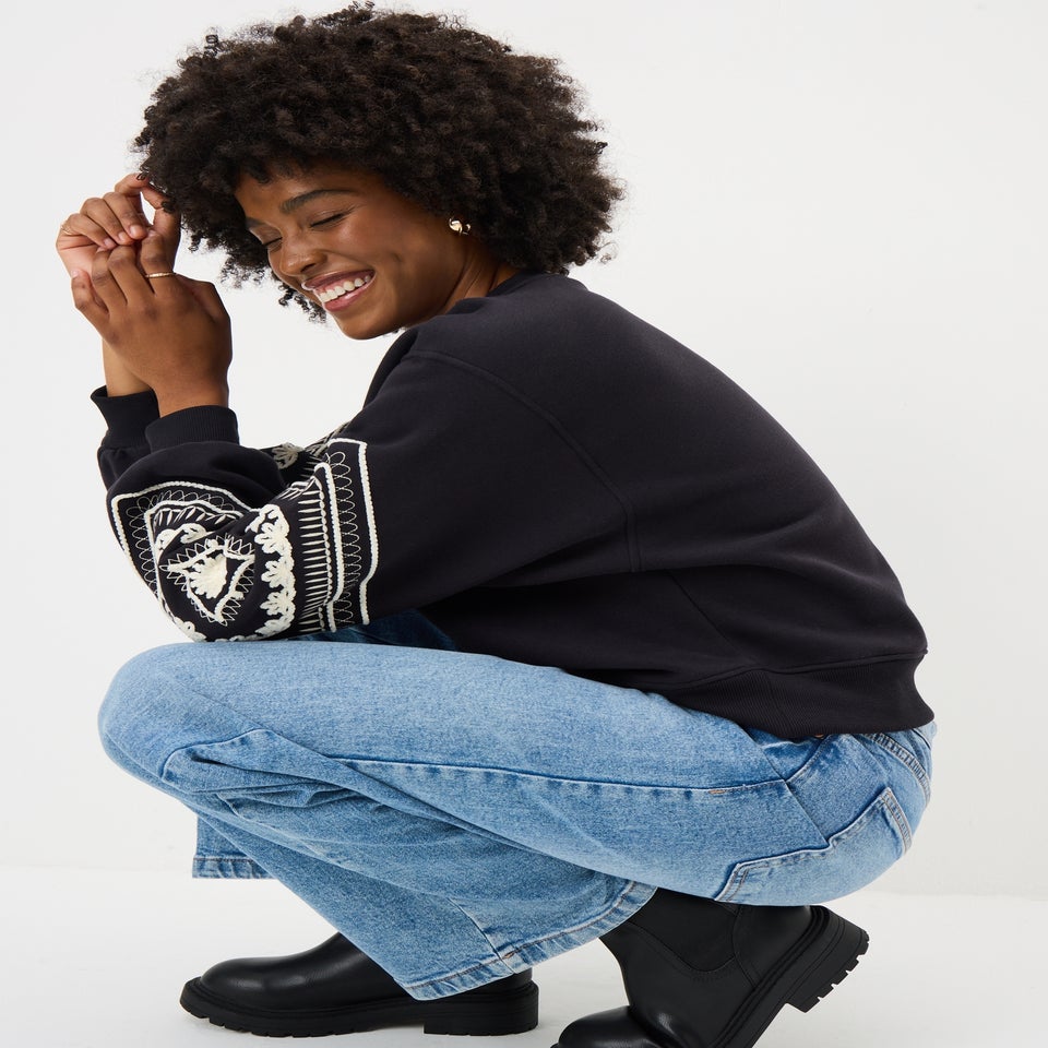 Black Cornelli Sleeve Sweatshirt