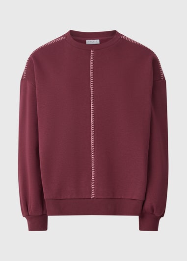 Burgundy Blanket Stitch Sweatshirt