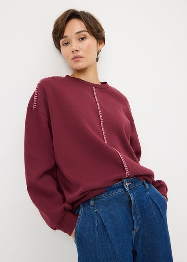 Burgundy Blanket Stitch Sweatshirt