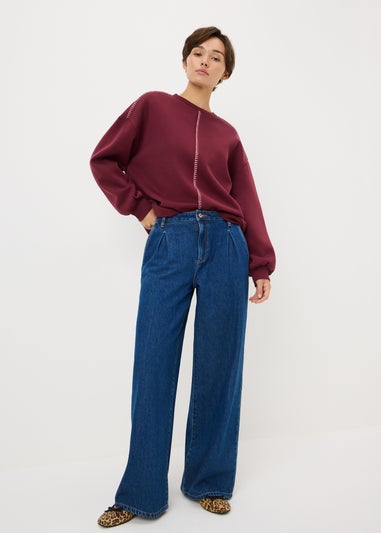 Burgundy Blanket Stitch Sweatshirt