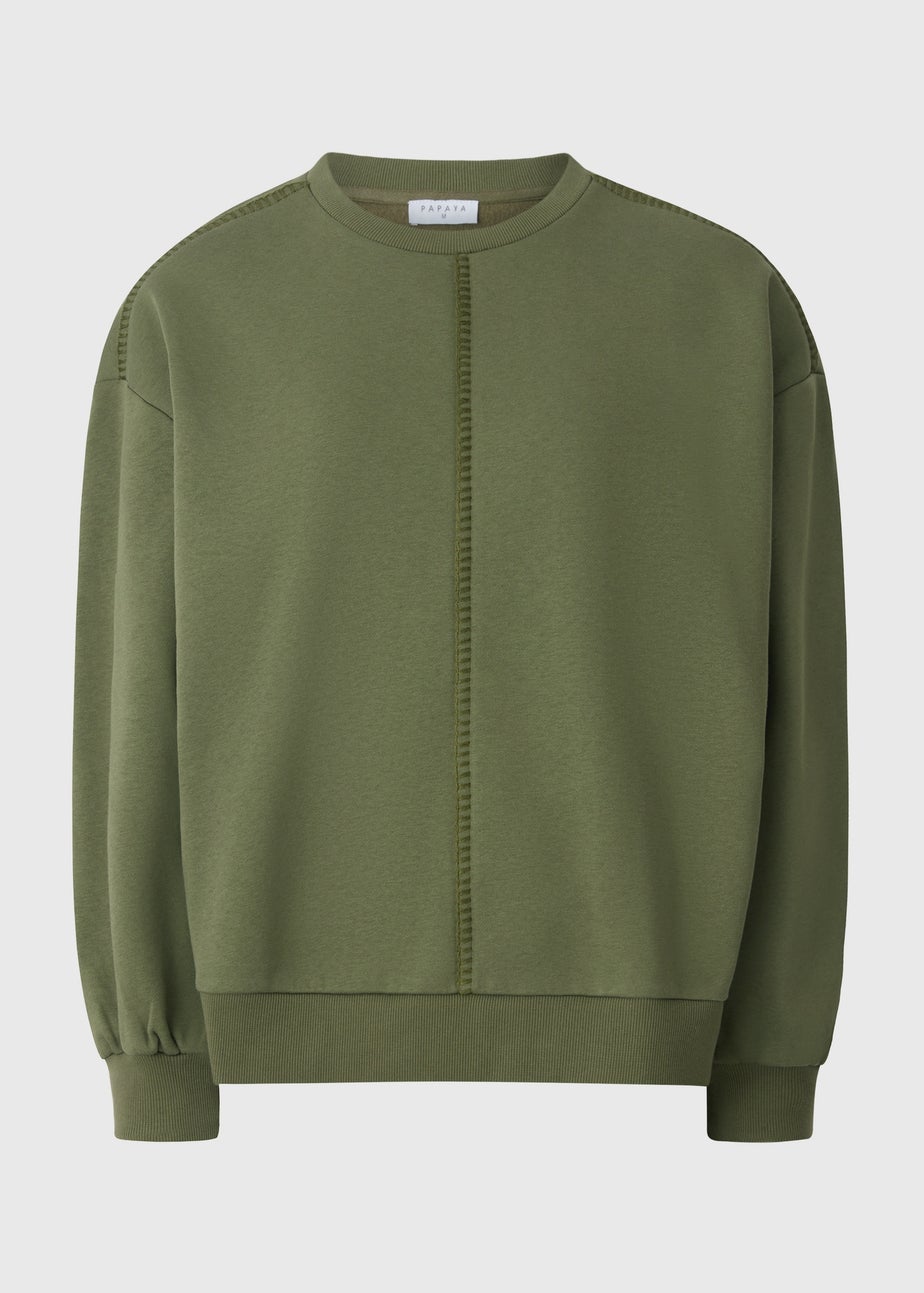 Khaki Blanket Stitch Sweatshirt