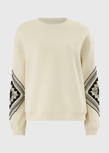 Cream Cornelli Sleeve Sweatshirt