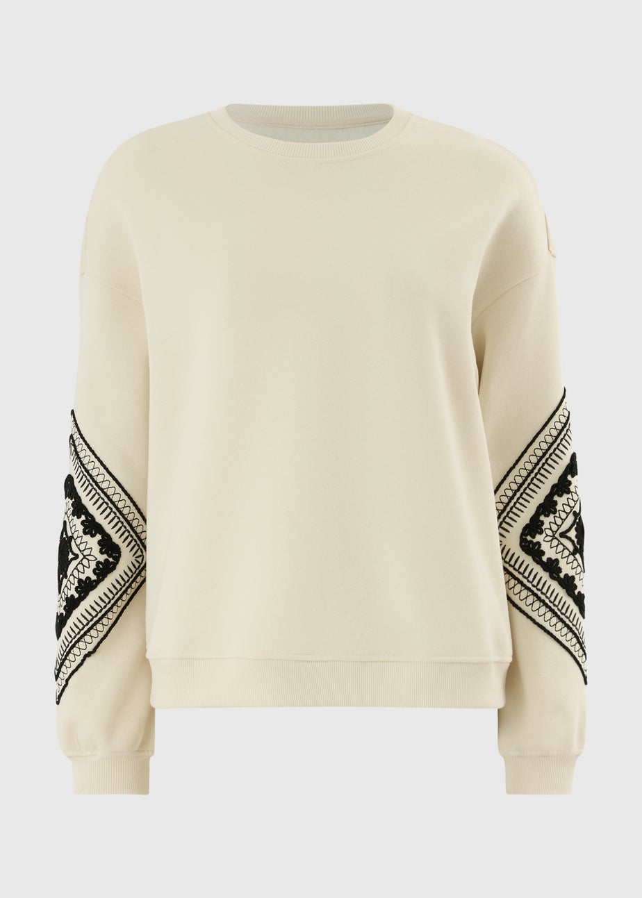 Cream Cornelli Sleeve Sweatshirt