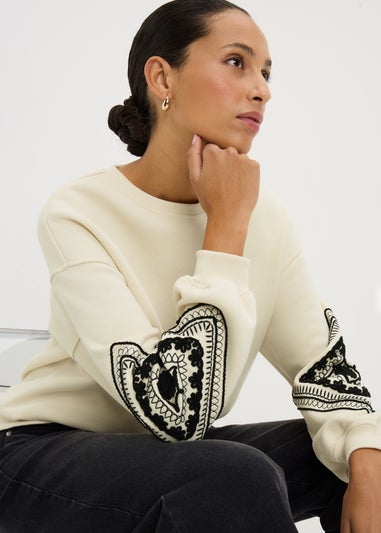 Cream Cornelli Sleeve Sweatshirt