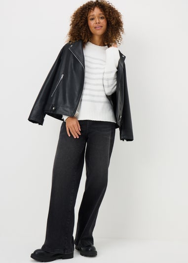 Grey Cotton Blend Stripe Jumper