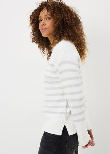 Grey Cotton Blend Stripe Jumper