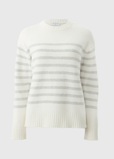 Grey Cotton Blend Stripe Jumper