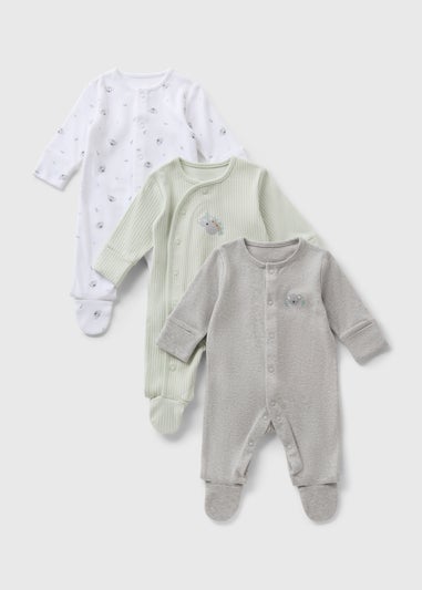 3 Pack Baby Grey Koala Sleepsuits (Newborn-18mths)