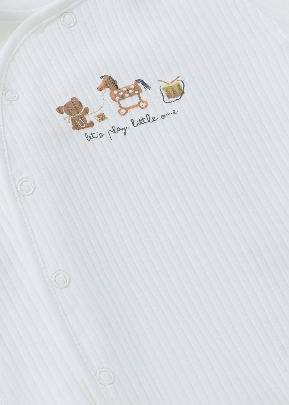 3 Pack Cream Baby Sleepsuits (Newborn–18mths)