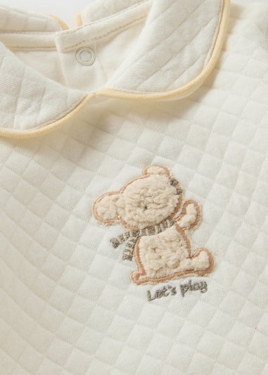 Baby Cream Quilted Lets Play Sleepsuit (Newborn-12mths)