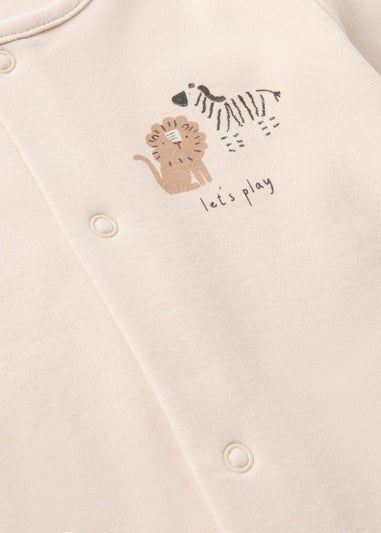 2 Pack Baby Beige Zebra Sleepsuits (Newborn-23mths)