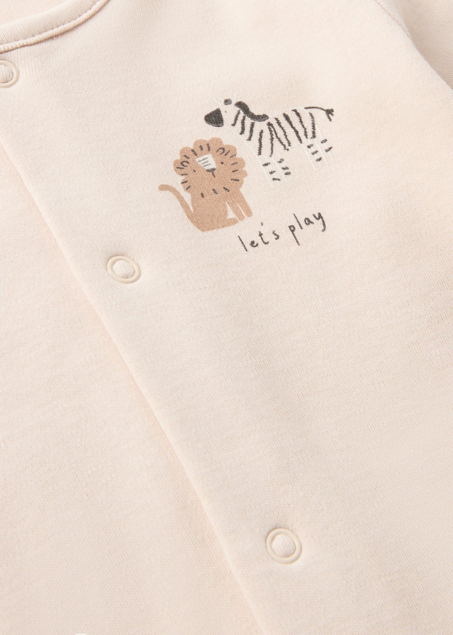 2 Pack Baby Beige Zebra Sleepsuits (Newborn-23mths)