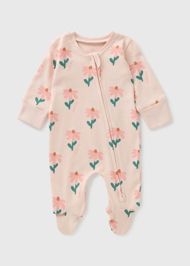 Baby Pink Floral Sleepsuit (First Size- 23mths)