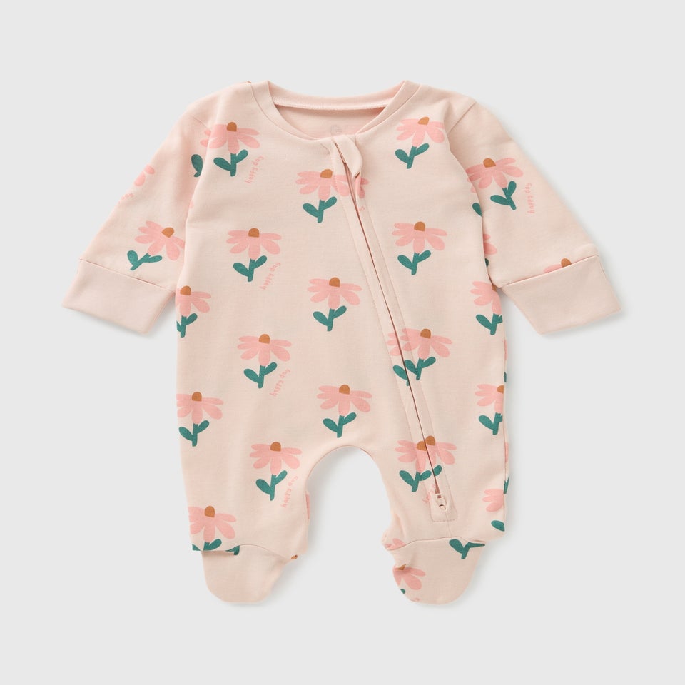 Baby Pink Floral Sleepsuit (Newborn- 23mths)