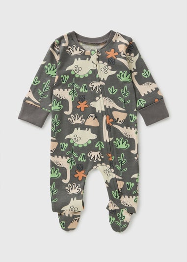 Baby Grey Dinosaur Sleepsuit (First Size- 23mths)