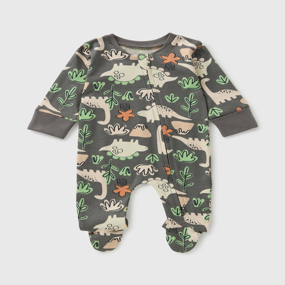 Baby Grey Dinosaur Sleepsuit (First Size- 23mths)