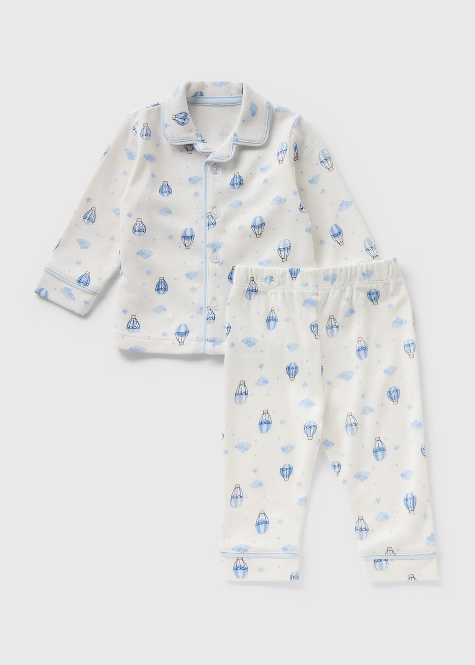 Baby Blue Air Balloon Button Pyjama Set (Newborn-23mths)